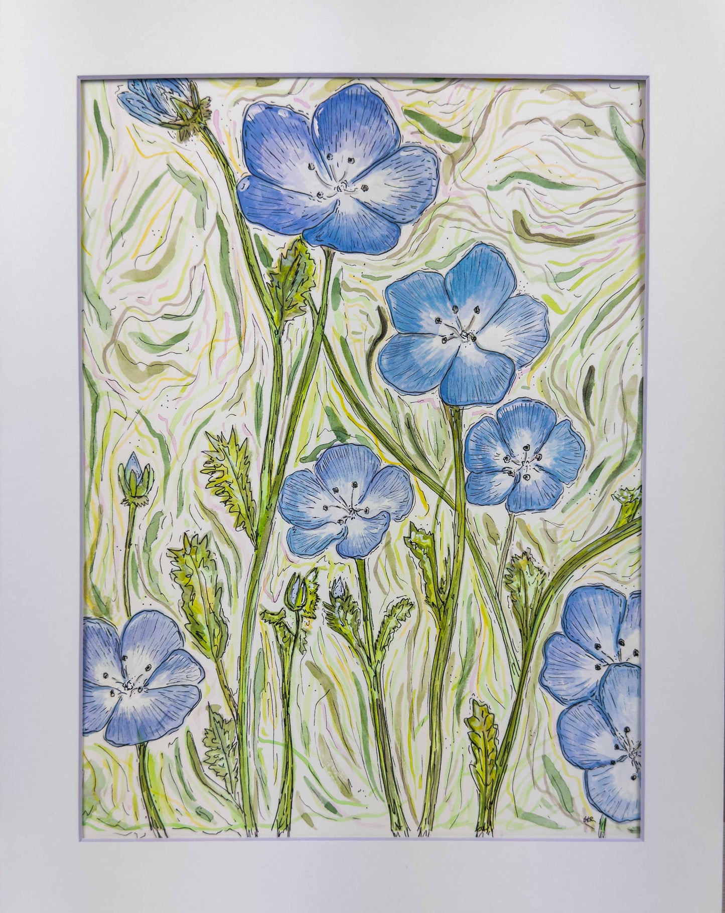 Baby Blue Eyes Original Watercolor