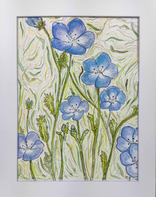 Baby Blue Eyes Original Watercolor